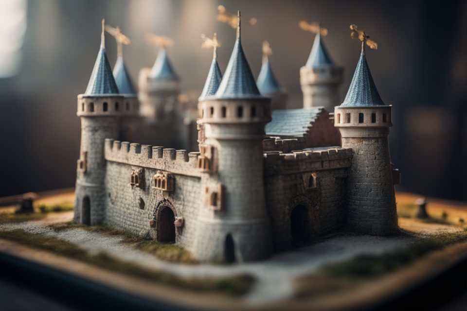 medieval castle with approaching knights realistic photo of, award winning photograph, 50mm, in a symbolic and meaningful style, insanely detailed and intricate, hypermaximalist, elegant, ornate, hyper realistic, super detailed